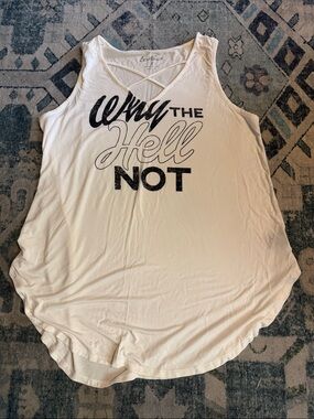Lovesick Cream Graphic Tank — 'Why the Hell Not'